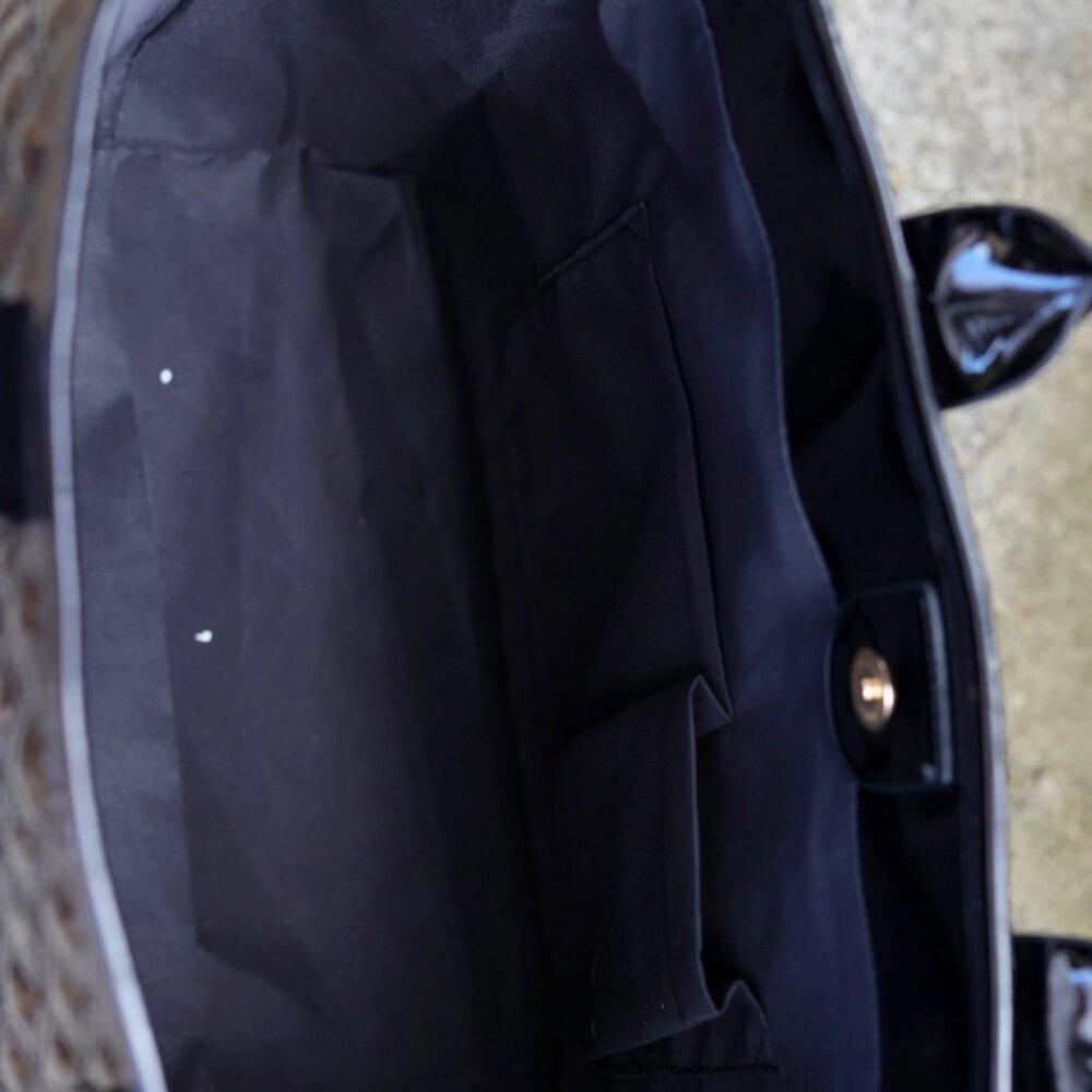 Caroline Hill Melissa Black Patent Leather Tote Handbag - Picture 6 of 11
